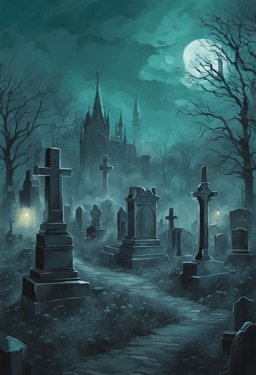 Whispers Of The Night - Dark Fantasy Wall Art Ethereal Ghosts Gravestones Halloween Impressionism